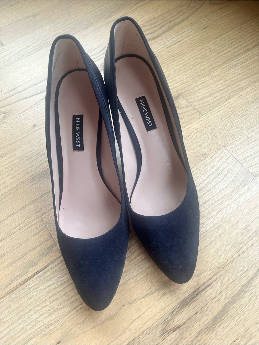 Nine West Women's Navy Pointed-Toe wedge heels - suede / leather combo